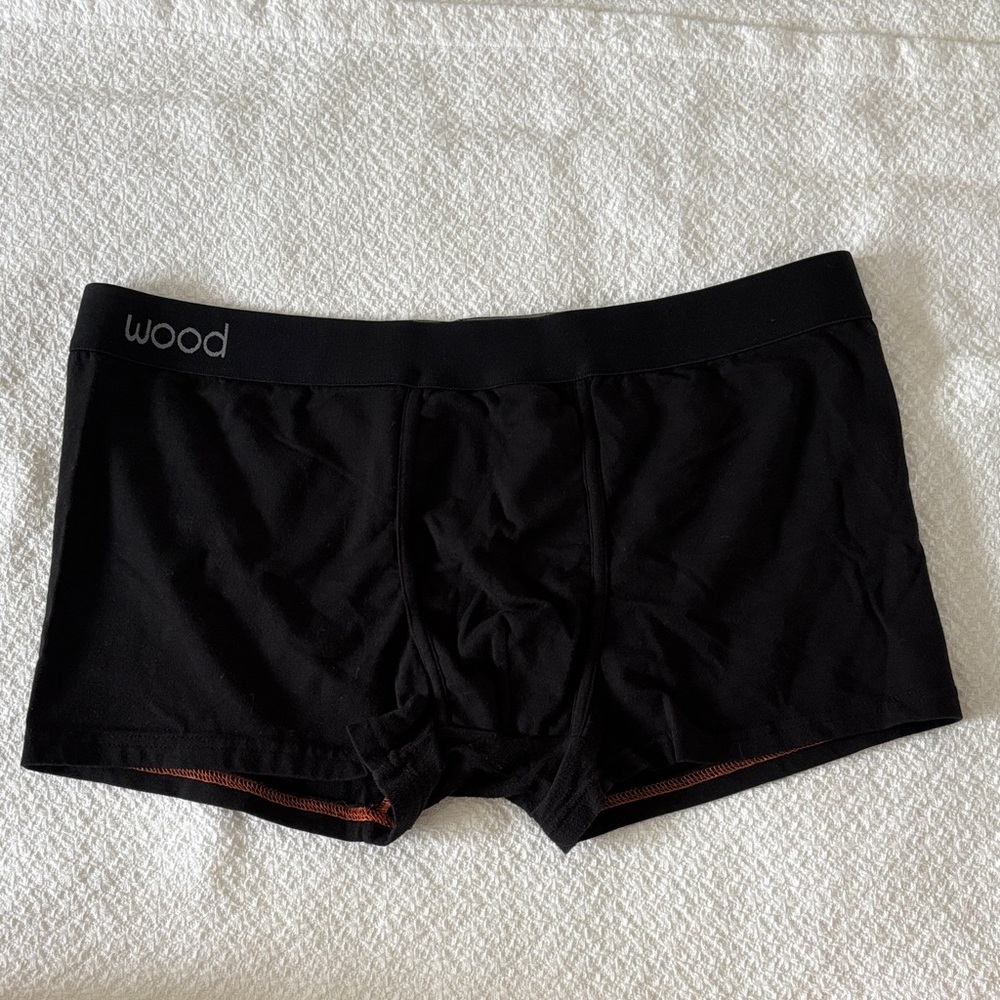 Wood Black Boxer Briefs with Orange Trim